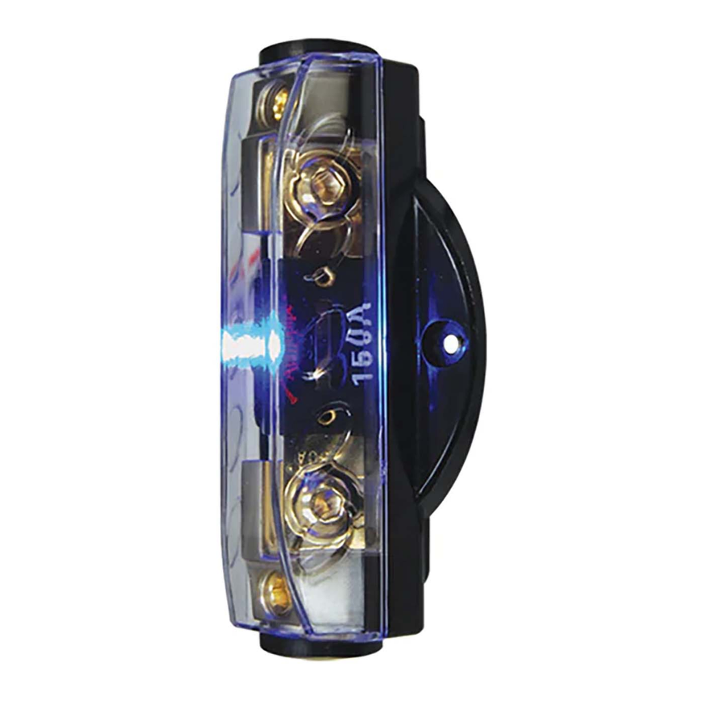 Audiopipe CQ1221P Platinum ANL Fuse Holder with Blue LED Indicator – Inline Car Audio Power Fuse Block