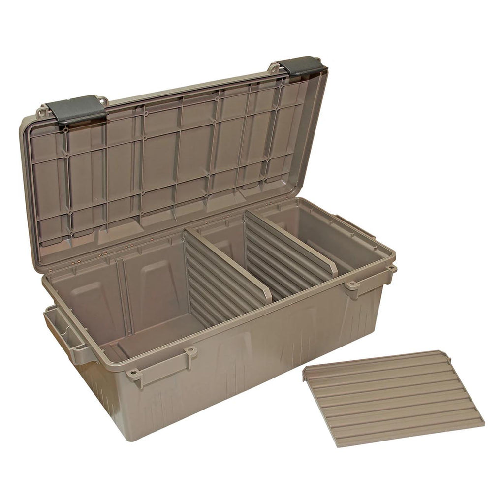 MTM ACDC30, Divided Ammo Crate Utility Box, Water- Resistant, Stackable, Snap Latch, USA Made, Dark Earth