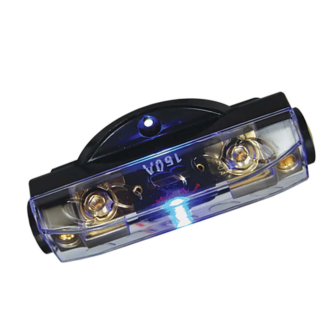 Audiopipe CQ1221P Platinum ANL Fuse Holder with Blue LED Indicator – Inline Car Audio Power Fuse Block