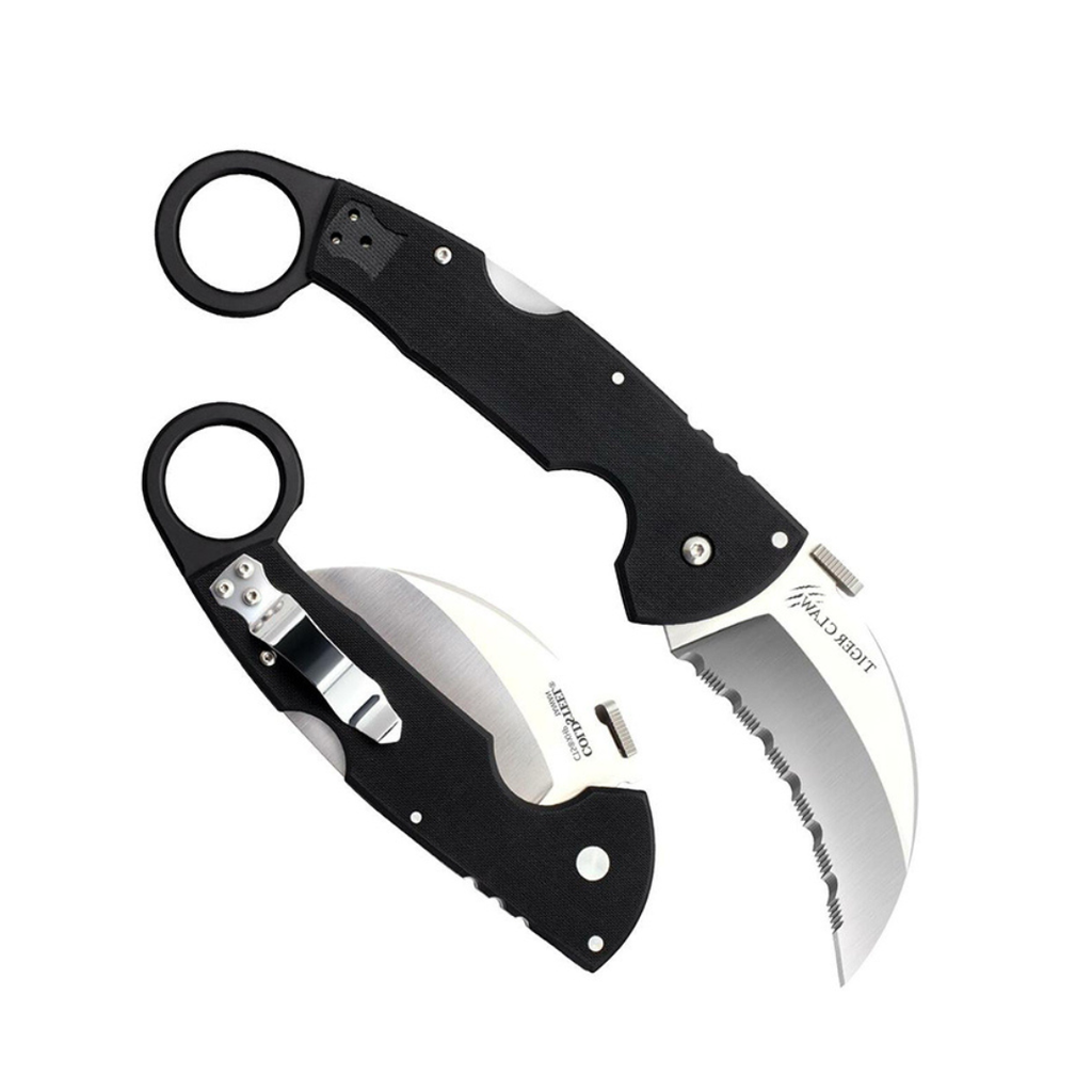 Cold Steel Tiger Claw 3.5" S35VN Razor-Sharp Serrated Blade 6" Easy-to-Grip G-10 Handle EDC Tactical Folding Knife with Tri-Ad Lock