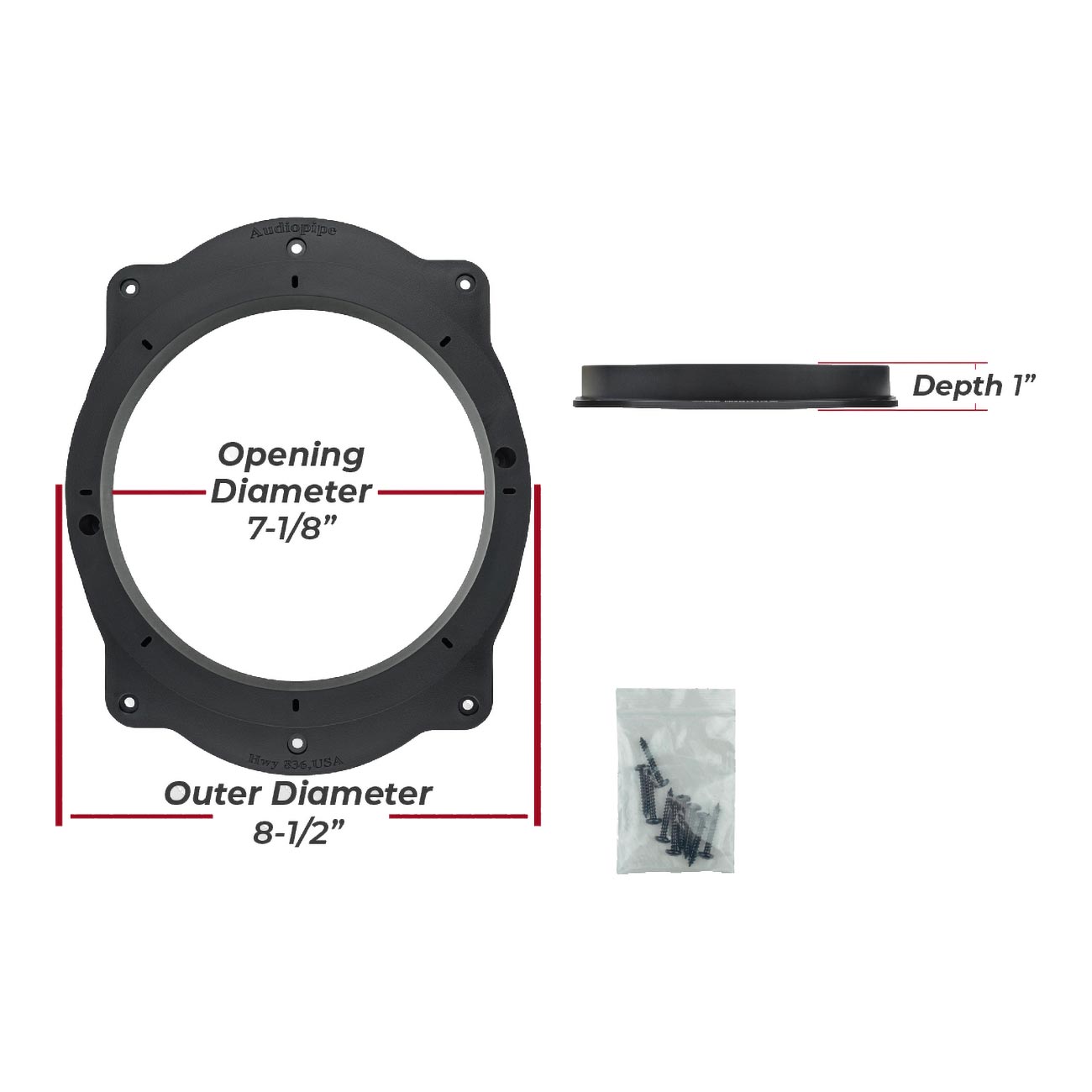 Audiopipe RING-PVCA69-8 Toyota 6×9″ to 8″ Speaker Adapter Rings – PVC Plastic Mounting Spacer Plates Black (Pair)