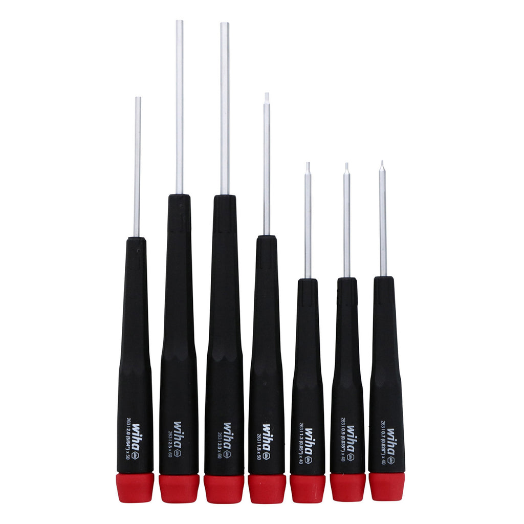 Wiha 26390 Screwdriver Set, Hex Metric With Precision Handle, .7 - 3.0mm, 7 Piece