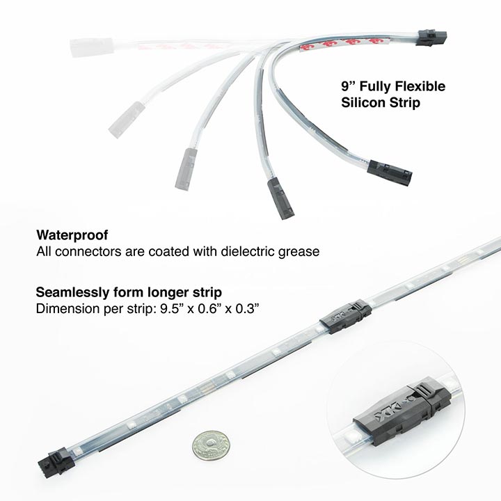 XKGLOW chrome App Control Car Mini LED Accent Light Kit - Interior