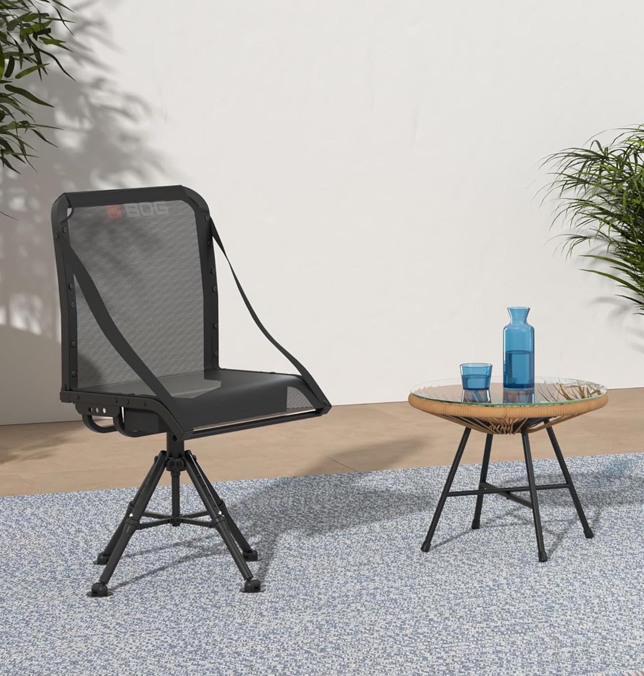 BOG Nucleus 360 Chair with Lightweight Aluminum Frame, Heavy Duty Textilene Fabric, Collapsible, 360 Degrees of Adjustable Pivoting Seat, and 4 Extendable Legs for Hunting, Shooting, and Outdoors