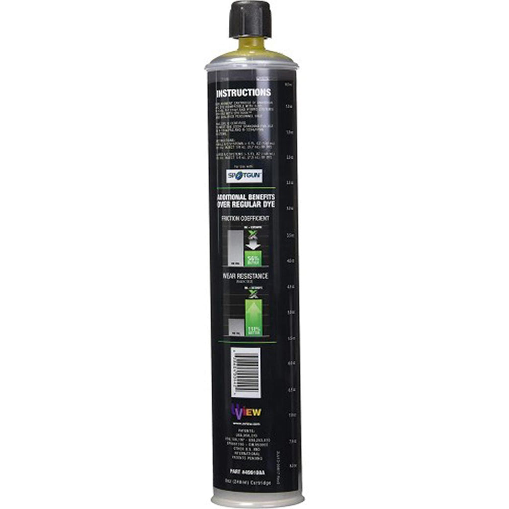 UView 499108A Automotive Air Conditioner ExtenDye 8oz Cartridge for Spotgun Injection Systems, Super-Concentrated UV Dye, Friction Modifier, Anti-wear Additive, Services 64 Vehicles, Hybrid Safe