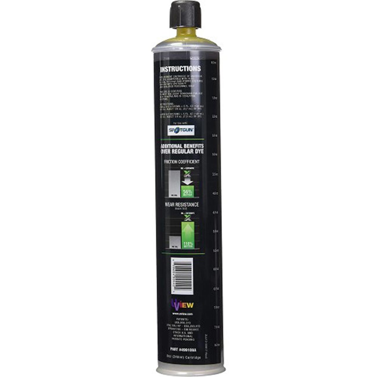 UView 499108A Automotive Air Conditioner ExtenDye 8oz Cartridge for Spotgun Injection Systems, Super-Concentrated UV Dye, Friction Modifier, Anti-wear Additive, Services 64 Vehicles, Hybrid Safe