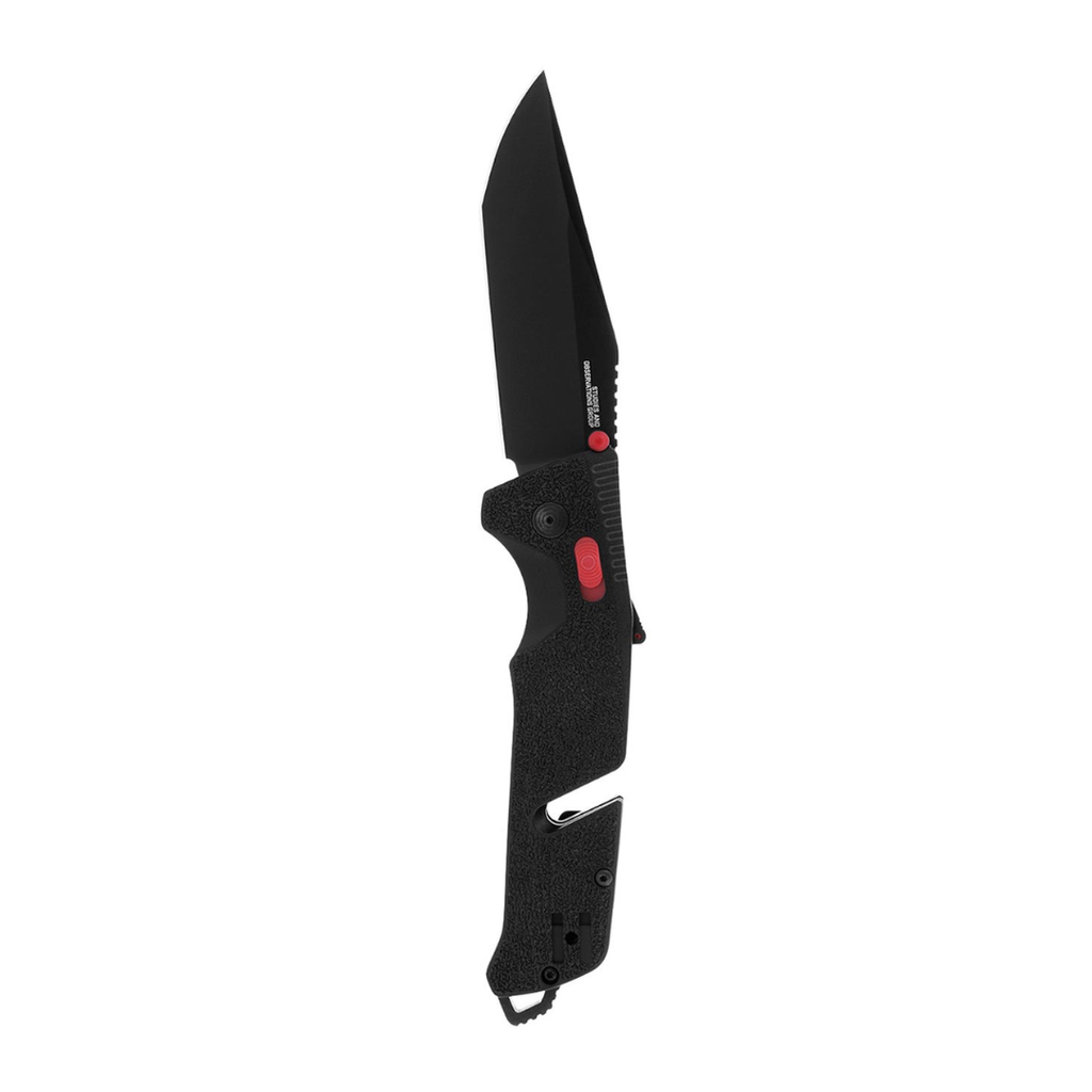 SOG Trident at Ambidextrous Professional Tanto Folding Knives | Heat-Treated CRYO D2 3.75" Stainless Steel Blade, Black/Red