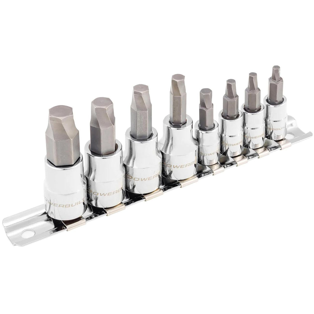 Powerbuilt 240093 8 Piece Zeon SAE Hex Bit Socket Set - with use for Damaged Fasteners, Standard, Rusted, Rounded Bolts,Size from 1/8" to 3/8"