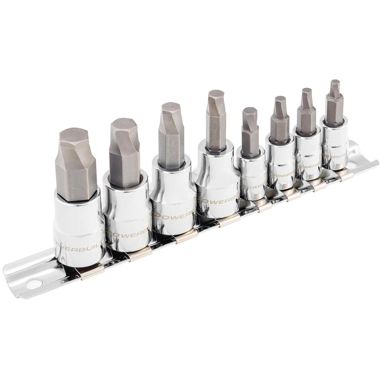 Powerbuilt 240093 8 Piece Zeon SAE Hex Bit Socket Set - with use for Damaged Fasteners, Standard, Rusted, Rounded Bolts,Size from 1/8" to 3/8"