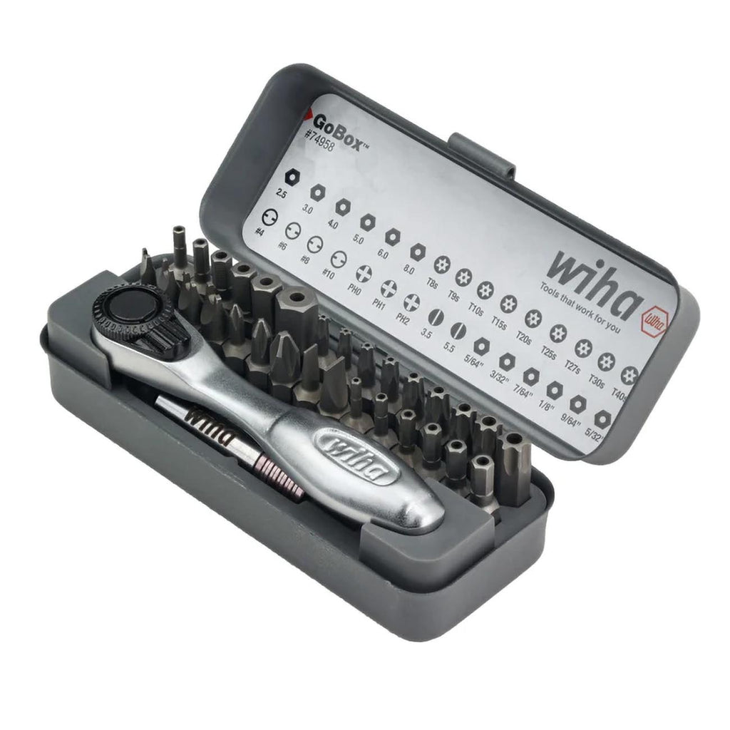 Wiha 74958 32 Piece GoBox Security Bit Set with Mini Ratchet