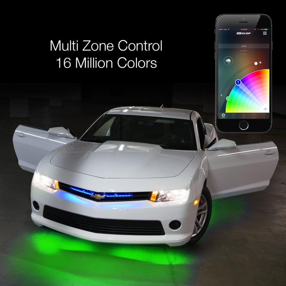 XKGLOW chrome App Control Car Standard LED Accent Light Kit - Under Glow - KSCARSTANDARD