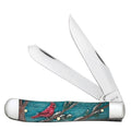 Case XX WR POCKET KNIFE TRAPPER - CARDINAL EMBELLISHED NATURAL BONE W/COLOR WASH, ITEM 39159, LENGTH CLOSED 4 1/8 INCH (6254 SS)