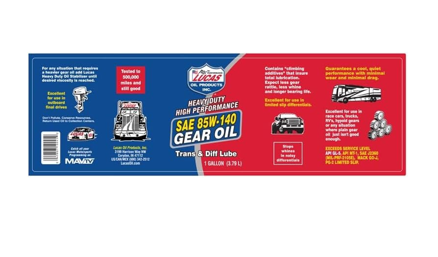 Lucas Oil 10045 Heavy Duty SAE 85W-140 Gear Oil - 1 Gallon