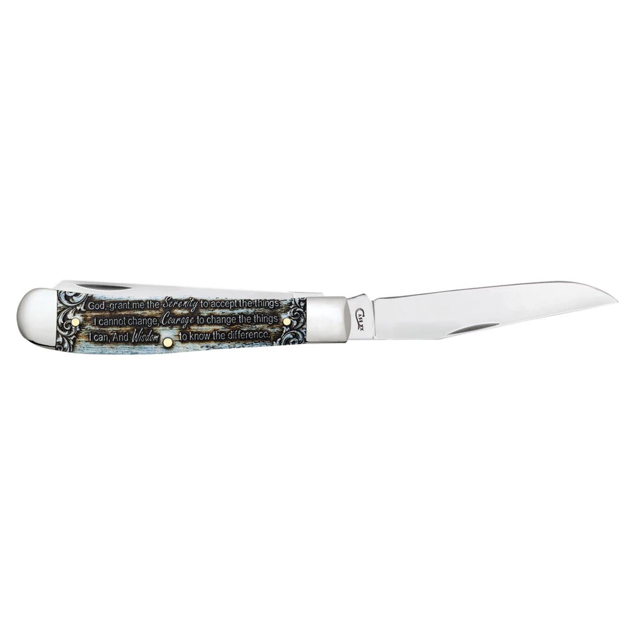 Case WR XX Pocket Knife Serenity Prayer Trapper Natural Bone Color Wash Item #38822 - (6254 SS) - Length Closed: 4 1/8 Inches
