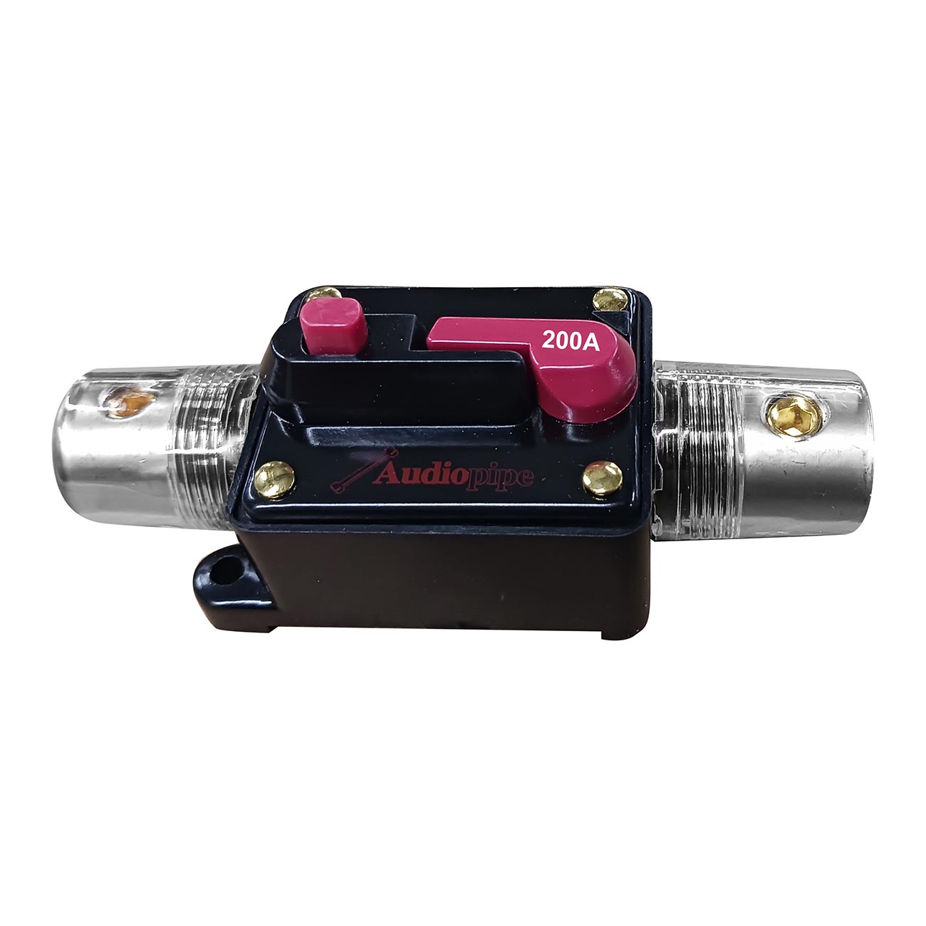 Audiopipe N5P200 200 Amp Manual Reset In‑Line Circuit Breaker – 4/8 Gauge Automotive Power Protection