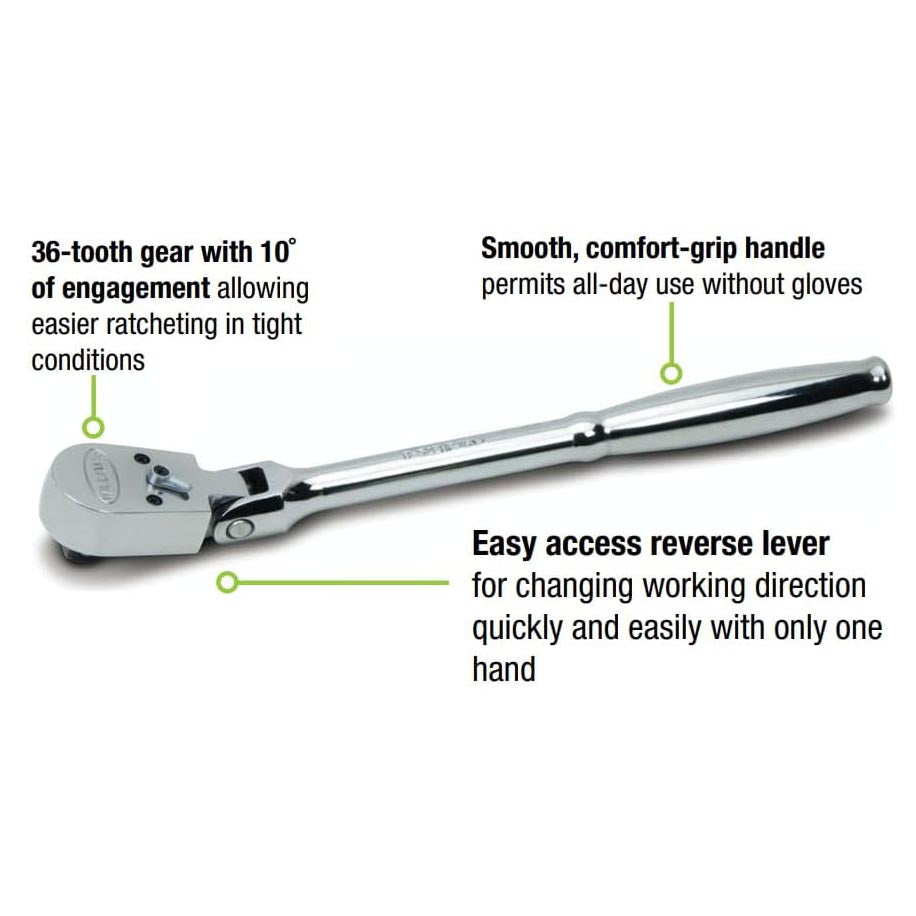 Williams 3/8″ Drive Sealed Narrow Flex-Head Ratchet – 36 Teeth (JHWB52EHFB)