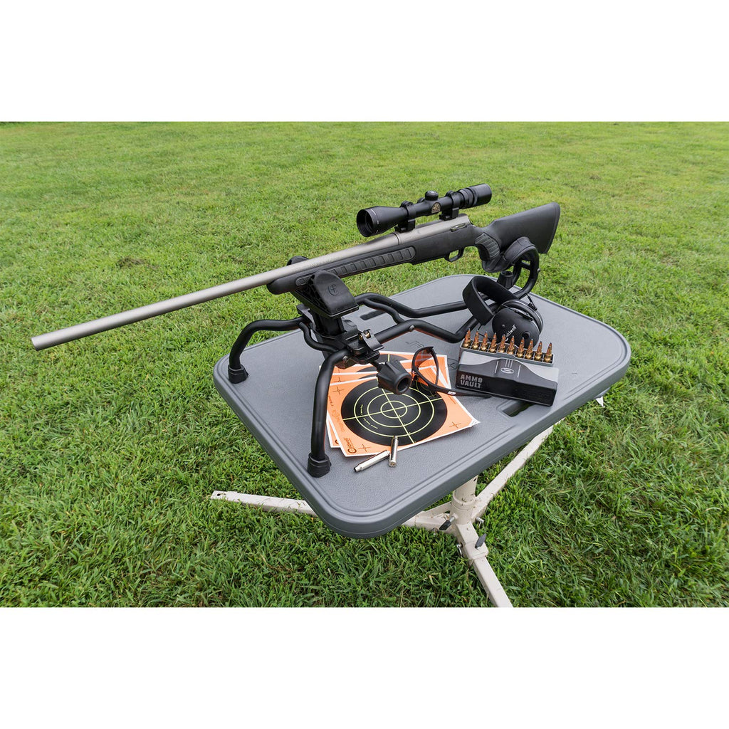 Caldwell Stable Table with Ambidextrous Design, 360 Degree Rotation and Weatherproof Synthetic Top and Seat for Outdoor, Range, Shooting and Cleaning