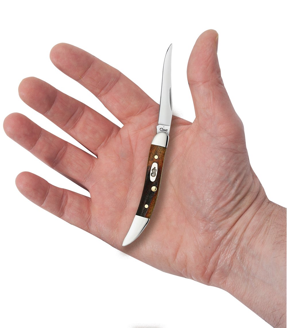 Case WR XX Pocket Knife Red Stag Small Texas Toothpick Item #8469 - (R510096 SS) - Length Closed: 3 Inches