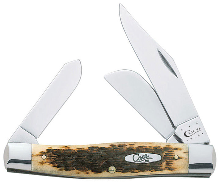 Case WR XX Pocket Knife Amber Jigged Bone Large Stockman Cv Item #204 - (6375 Cv) - Length Closed: 4 1/4 Inches