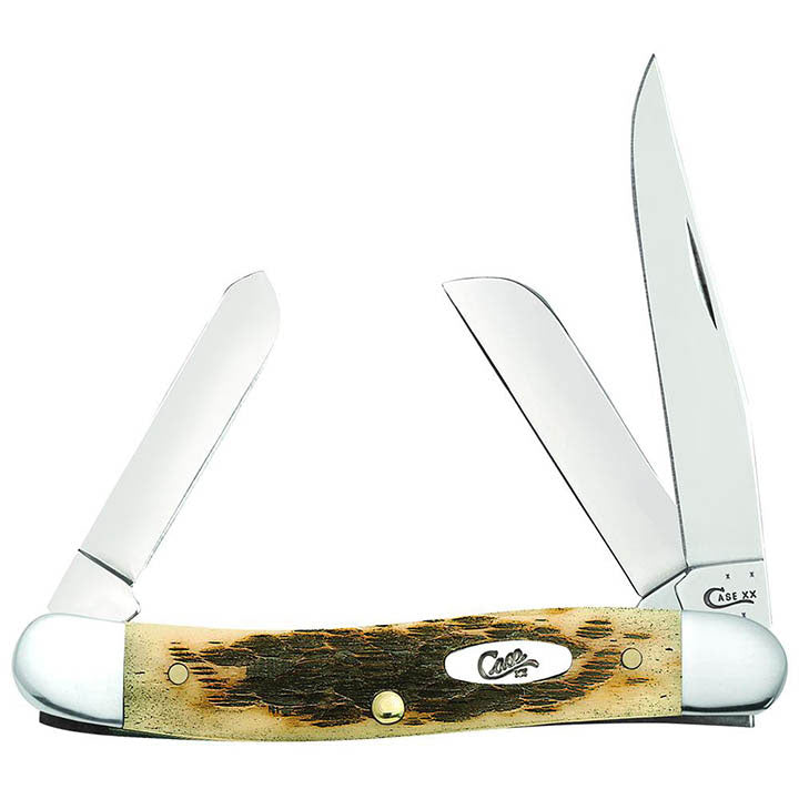 Case XX WR Pocket Knife Amber Bone Medium Stockman Cv Item #039 - (6318 Cv) - Length Closed: 3 5/8 Inches