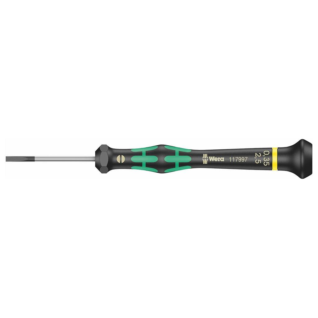 Wera 05118008001 Kraftform Micro 2035 Slotted Electronics Precision Screwdriver, 2.5mm Head, 80mm Blade Length