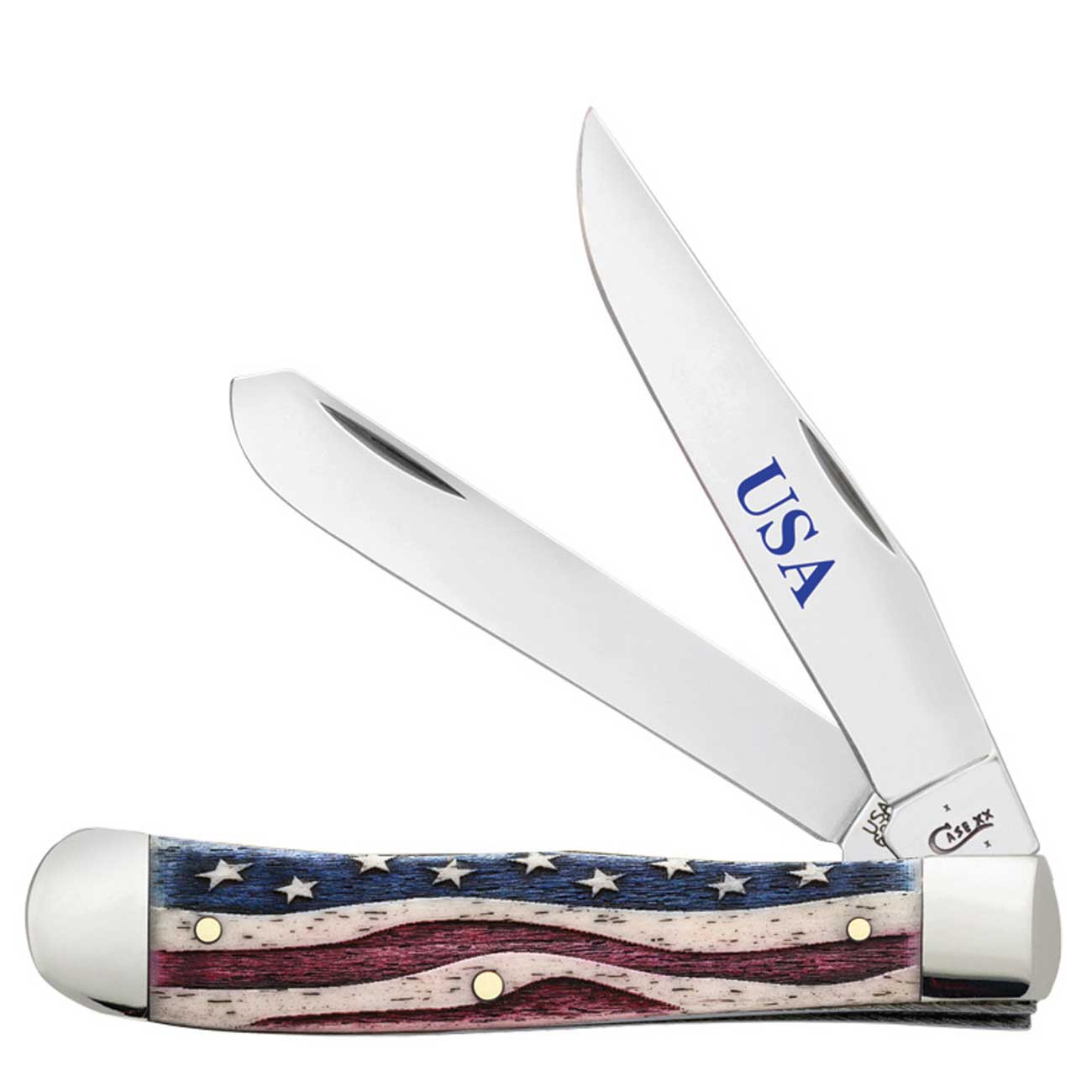 Case WR XX Pocket Knife Patriotic Smooth Natural Bone Trapper Item #64132 - (6254 SS) - Length Closed: 4 1/8 Inches