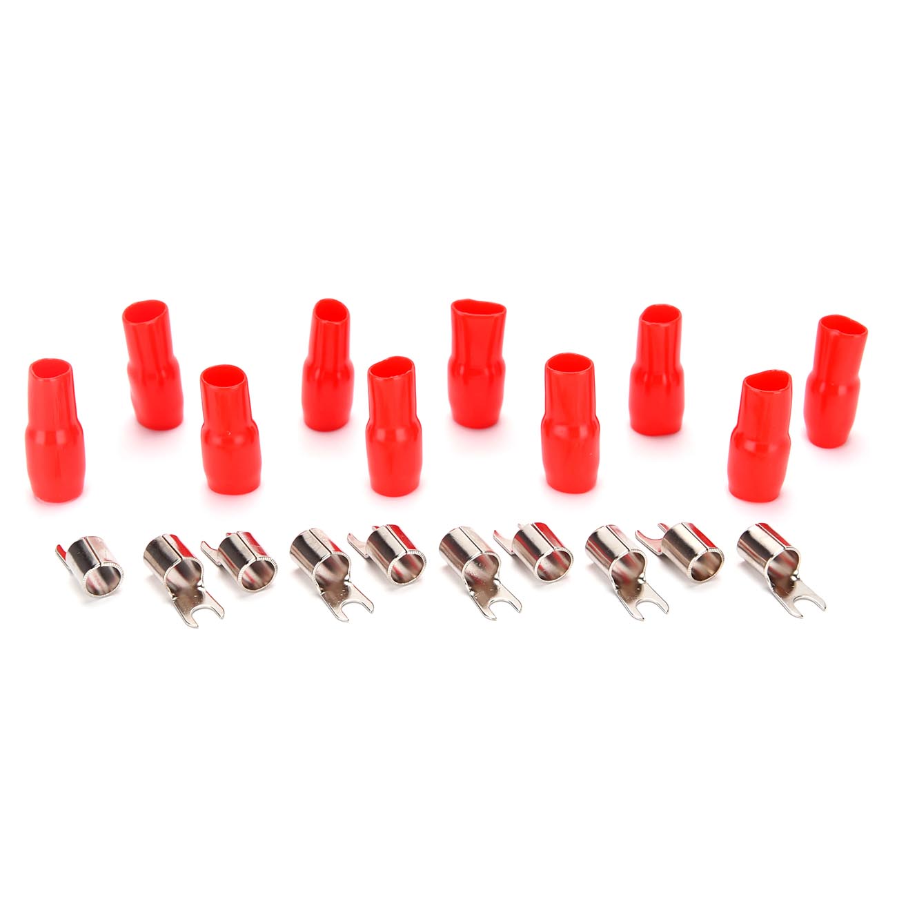 Orion Barrier Spade Fork Terminal B4R (10pcs) 4 Gauge AWG Connector Plugs - for Car Audio Terminal | Battery Cable Lug, Auto Parts, Automotive, Marine, Motorcycle, Trucks, RV - Gold Red