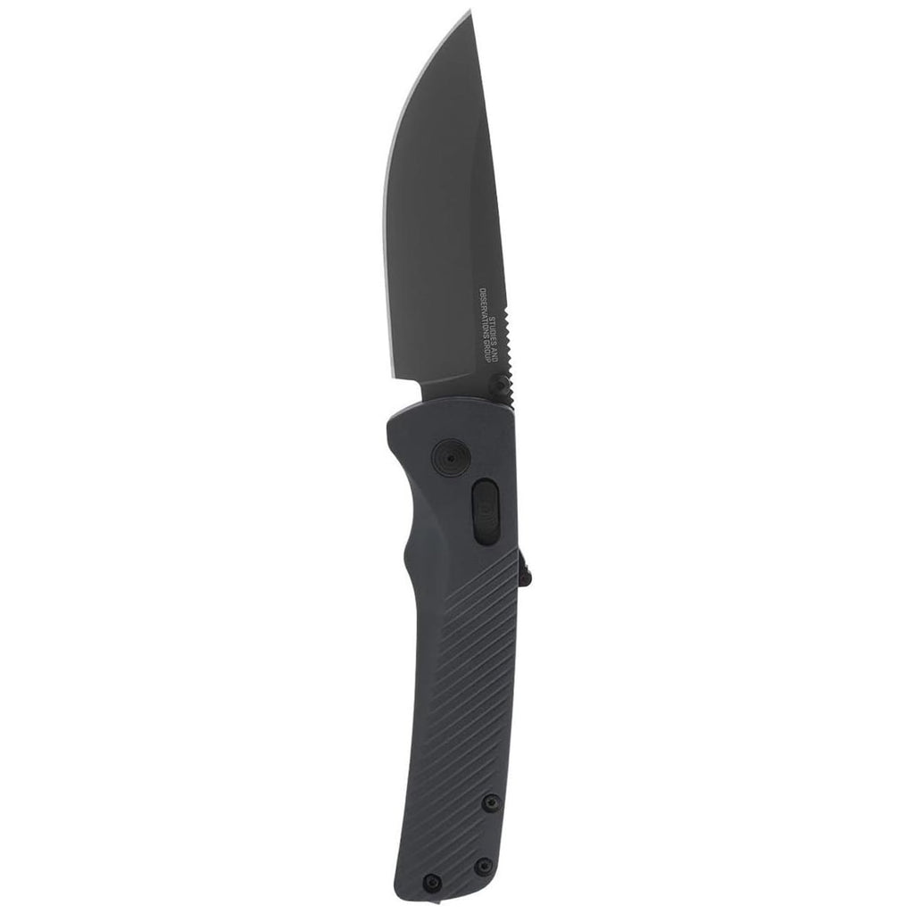 SOG Flash AT Daily Carry Ambidextrous Straight Pocket Folding Knife| Ergonomic Handle & Deep-Carry Clip | D2 Steel Blade, Urban Grey