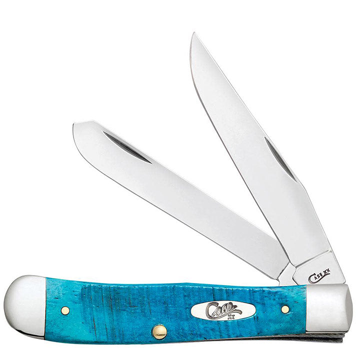 Case WR XX Pocket Knife Trapper Caribbean Blue Jig Bone Item #25592 - (6254 SS) - Length Closed: 4 1/8 Inches