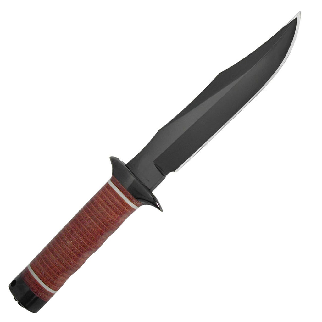 SOG Bowie 2.0 Fixed Blade Knife-Tactical Knife with 6.4 Inch Blade, Hunting Knife with Hard Case TiNi Coating and AUS-8 Steel, Leather Knife Sheath (S1T-L),Brown