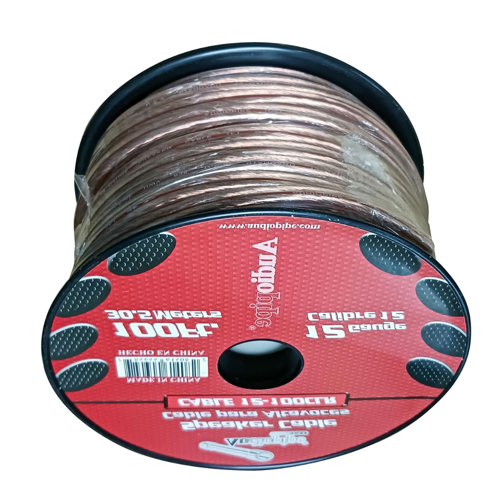 Audiopipe 12‑Gauge 100 ft Clear Insulation Speaker Wire Spool – Stranded 2‑Conductor Audio Cable