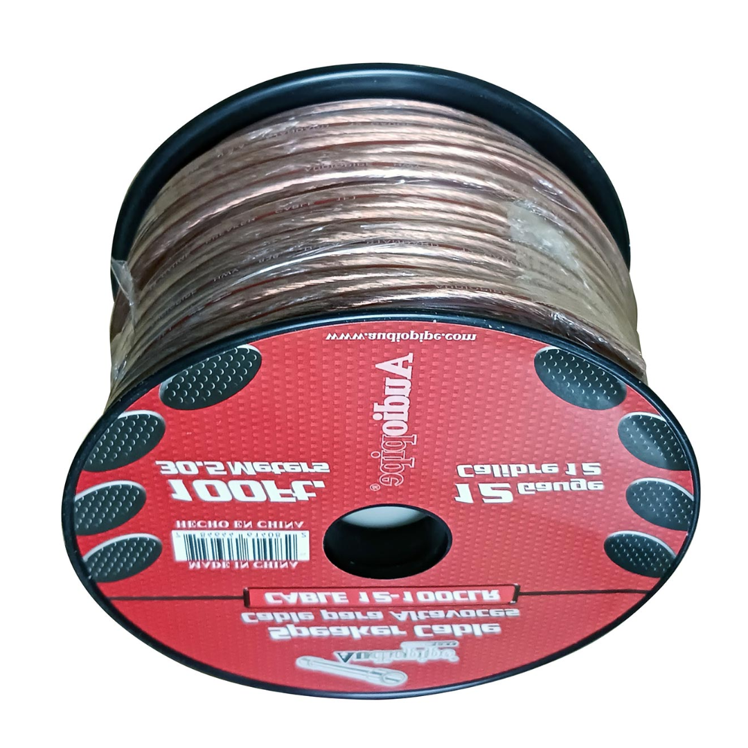 Audiopipe 12‑Gauge 100 ft Clear Insulation Speaker Wire Spool – Stranded 2‑Conductor Audio Cable