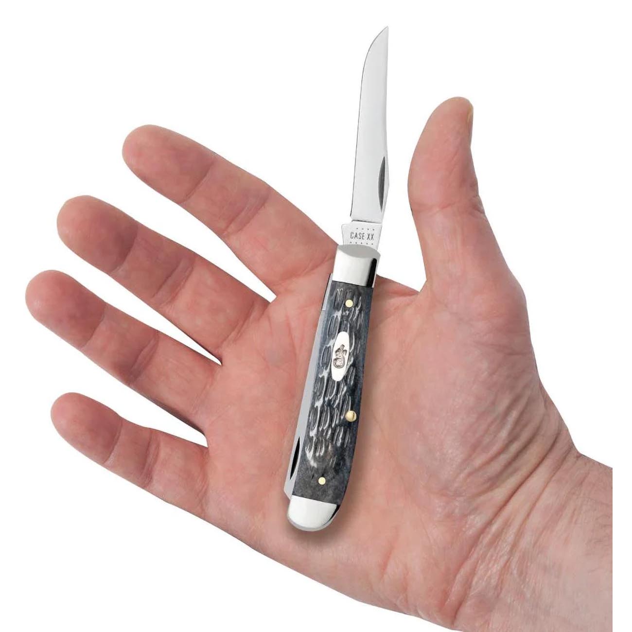 Case xx Pocket Worn Crandall Jigged Gray Bone Mini Trapper CV Steel Pocket Knife Knives, 58414