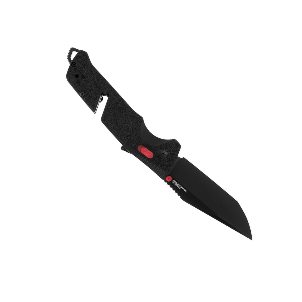 SOG Trident at Ambidextrous Professional Tanto Folding Knives | Heat-Treated CRYO D2 3.75" Stainless Steel Blade, Black/Red