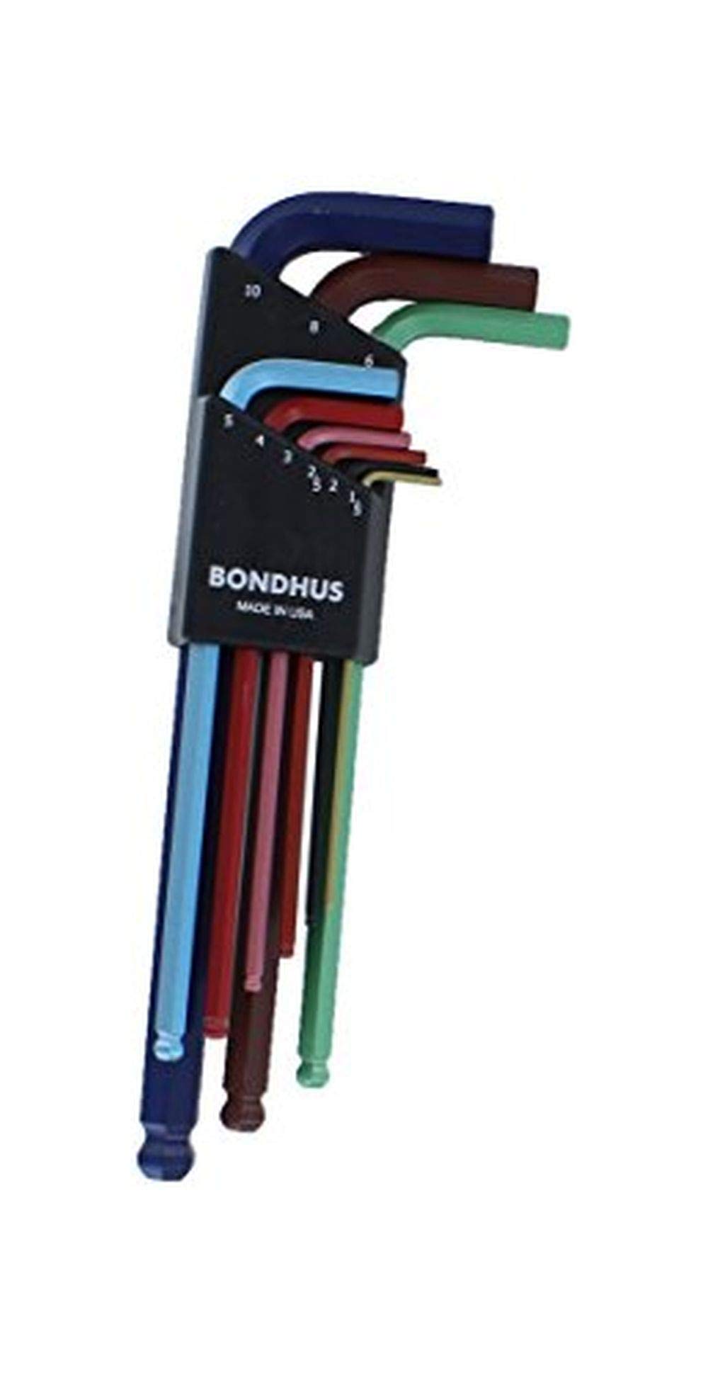 Bondhus 69499 Ball End L-Wrench Set w/ColorGuard Finish, 9 Piece, Multicolor, One Size