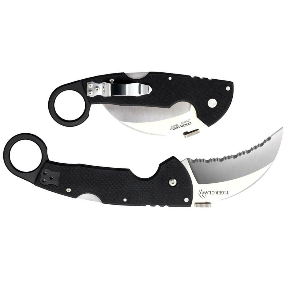 Cold Steel Tiger Claw 3.5" S35VN Razor-Sharp Serrated Blade 6" Easy-to-Grip G-10 Handle EDC Tactical Folding Knife with Tri-Ad Lock