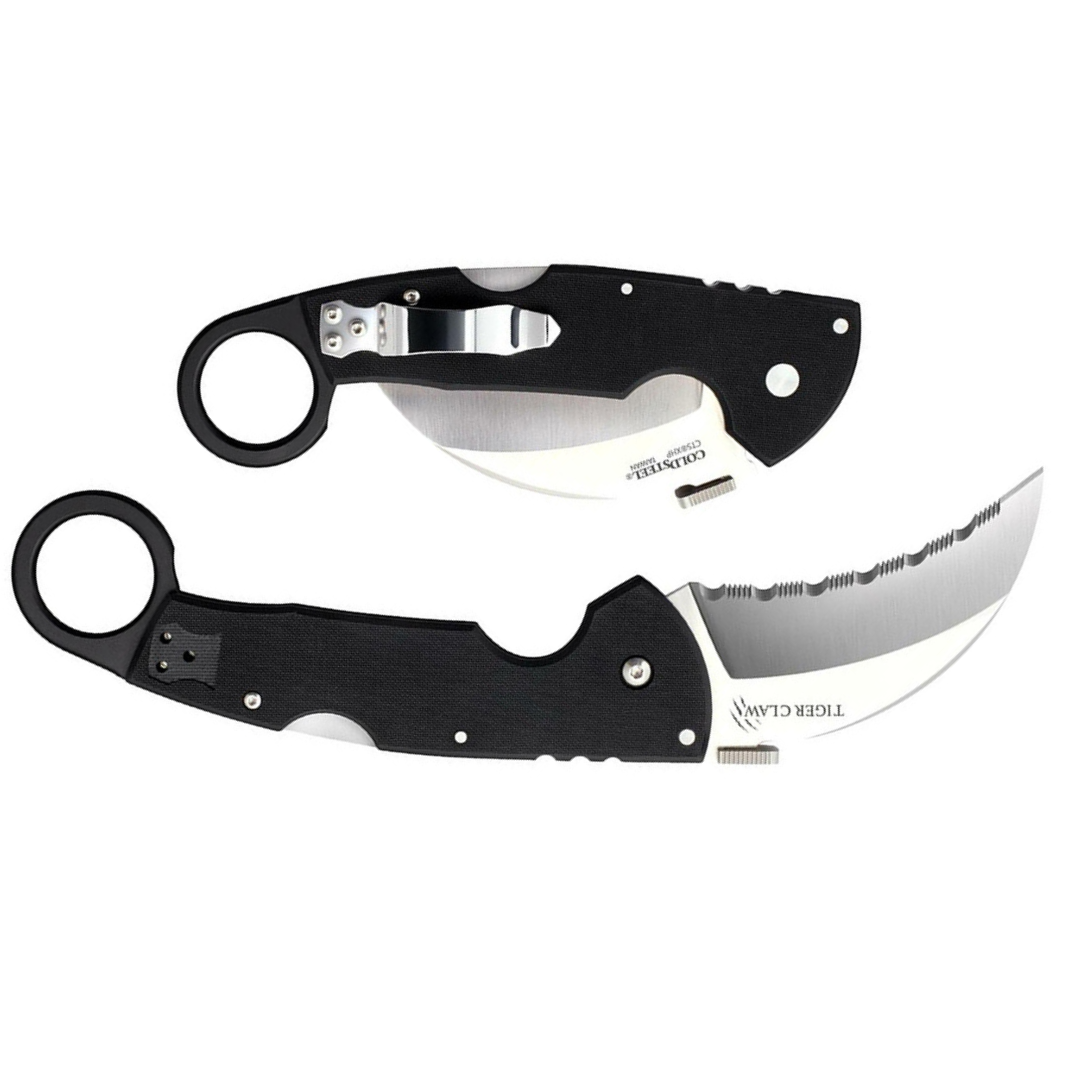Cold Steel Tiger Claw 3.5" S35VN Razor-Sharp Serrated Blade 6" Easy-to-Grip G-10 Handle EDC Tactical Folding Knife with Tri-Ad Lock