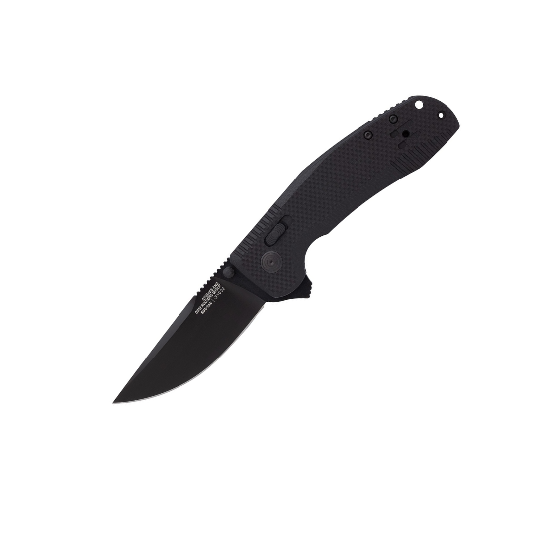 SOG TAC XR Professional Folding Knife | 3.4" D2 Tool Steel Blade & Ultra-Grip G10 Handle | Single-Handed Ambidextrous Use, Blackout
