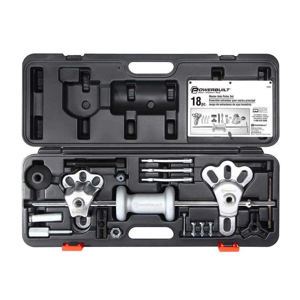 Powerbuilt Slide Hammer Puller Tool Kit, Jaw Pullers, Remove Car Seals and Bearings Set, Front and Rear Wheel Drive Vehicles - 940369, Silver