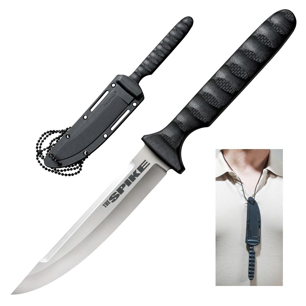 Cold Steel Super Edge Neck Knife 4″ Fixed Blade AUS-8A Stainless w/ Secure-Ex Sheath – 53NHS