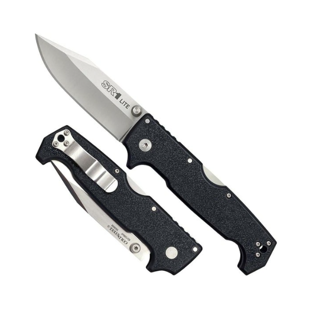 Cold Steel SR1 Lite 8Cr14MoV Steel 4" Clip Point Blade Griv-Ex Handle Folding Knife with Tri-Ad Locking Mechanism, Boxed