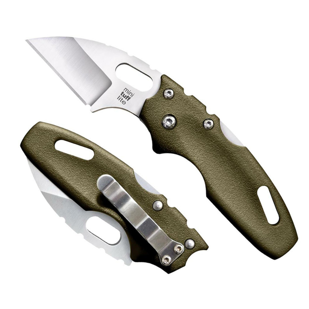 Cold Steel Mini Tuff Lite 2" 4034SS Sheepsfoot Razor-Sharp Blade 3" Griv-Ex OD Green Handle Everyday Carry Pocket Folding Knife
