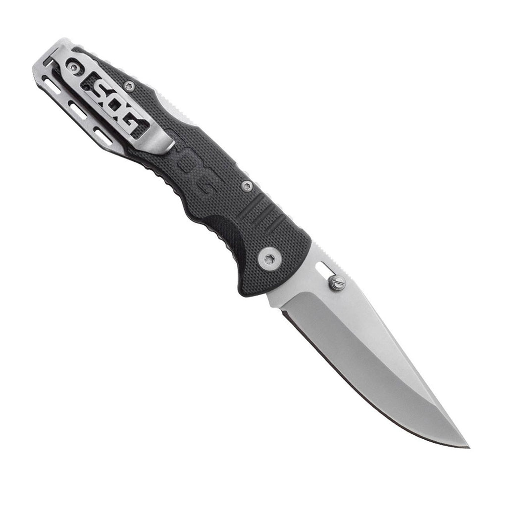 SOG Salute Mini Tactical Knife- EDC Folding Pocket Knife with 3.1 Inch Blade, Adjustable Thumb Stud and Low Carry Bayonet Clip, Bead Blasted (FF1001-CP)