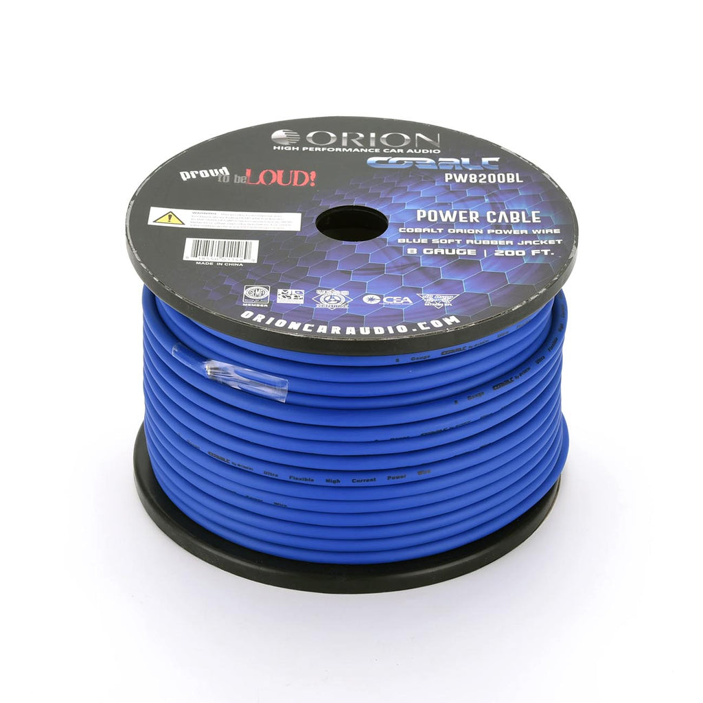 Orion Cobalt PW8200BL 8 Gauge Wire (200ft) Copper Clad Aluminum CCA - High Powered Car Audio/Amplifier Power & Ground Cable, Battery Cable, Home Speaker Stereo, Welding Battery, RV Trailer Wiring