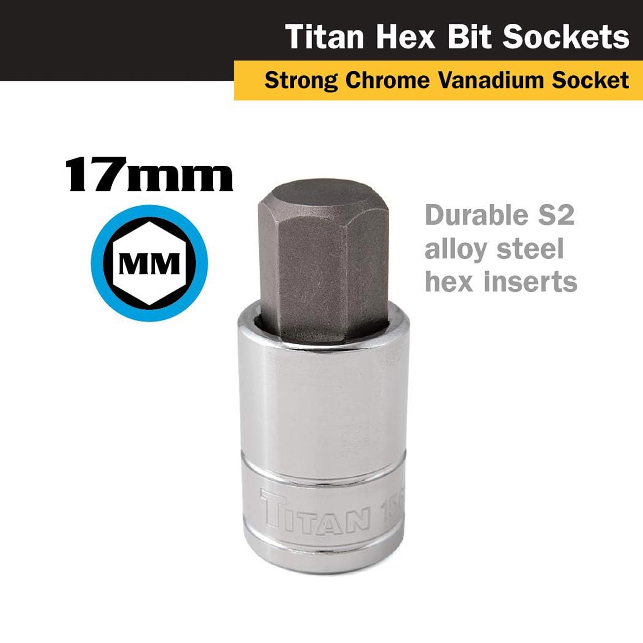 Titan 15617 1/2-Inch Drive x 17mm Hex Bit Socket
