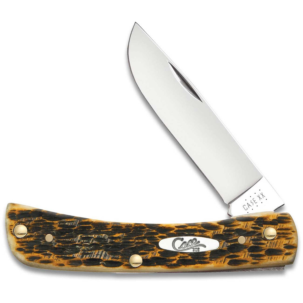 Case XX WR Pocket Knife Sod Buster Jr, Stainless Steel Blades, Length Closed: 3 5/8 Inches, Made in USA (Amber Bone)