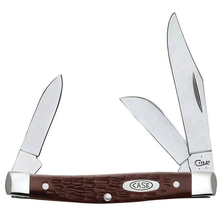 Case WR XX Pocket Knife Brown Synthetic Jigged Medium Stockman Item #106 - (6344 SS) - Length Closed: 3 1/4 Inches