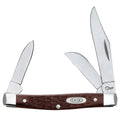 Case WR XX Pocket Knife Brown Synthetic Jigged Medium Stockman Item #106 - (6344 SS) - Length Closed: 3 1/4 Inches
