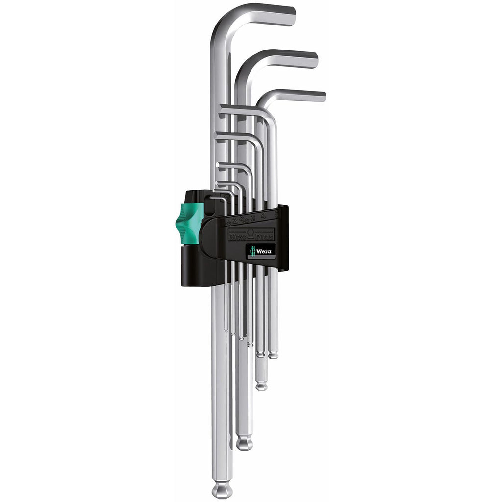 Wera - 5073391001 Hexagon 950 PKL/9 SB L-Key Set, BlackLaser, Ballpoint Hex Key, 9 Piece