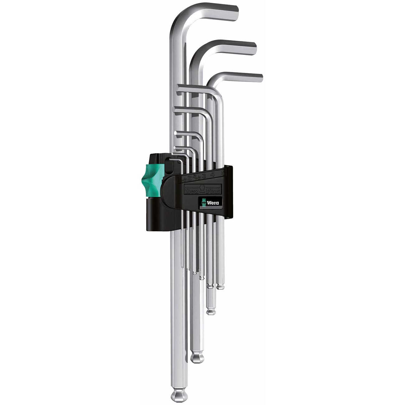 Wera - 5073391001 Hexagon 950 PKL/9 SB L-Key Set, BlackLaser, Ballpoint Hex Key, 9 Piece